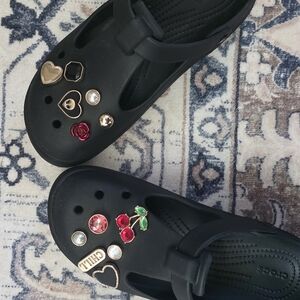 CROCS Black Sandals with Colorful Charms